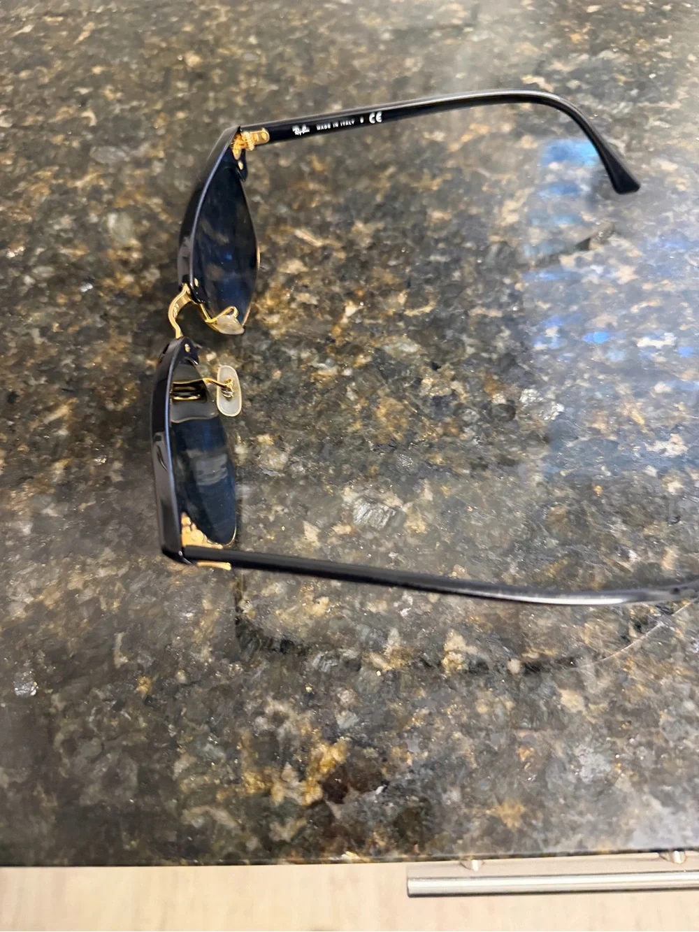 Ray-Ban Clubmaster Sunglasses in Black and Gold with Dark Green Lenses